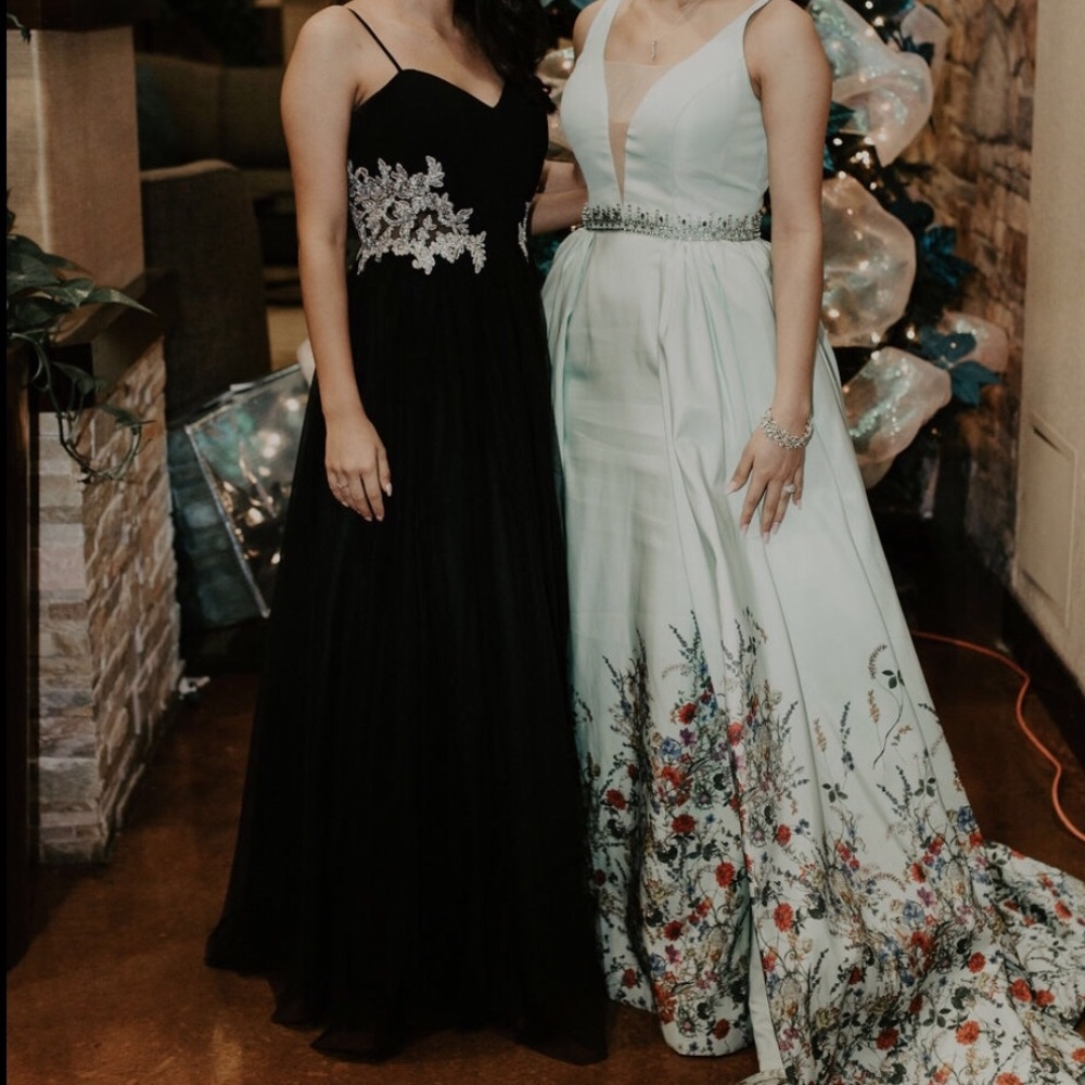 Navy & silver prom dress A line/ gown style